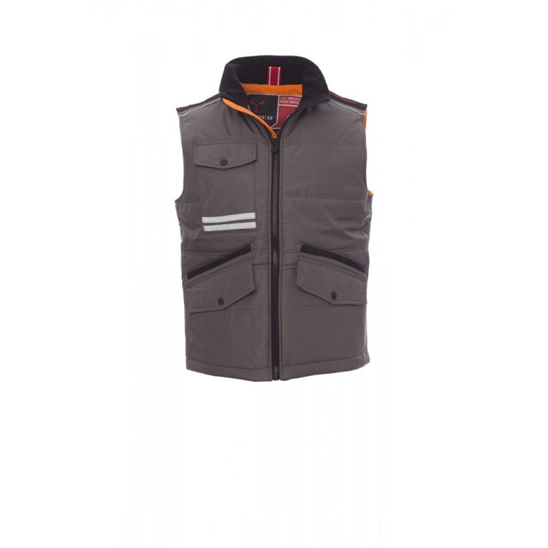 Payper Mig 2.0 gilet da lavoro multitasche invernale con interno in pile - DPI categoria I - Grigio Smoke e Arancione