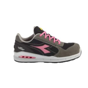 Scarpe antinfortunistiche basse estive Diadora Run Net Airbox Low S1P SRC - Colorazione Grigio Fumo/Nero/Fucsia