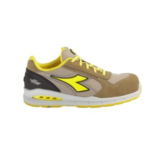 Scarpe antinfortunistiche basse estive Diadora Run Net Airbox Low S1P SRC - Colorazione Marrone Osso/Grigio Roccia Lunare