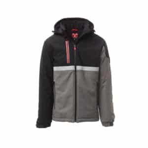 Payper Wise Pad, softshell da lavoro imbottito con cappuccio removibile, antifreddo EN 14058. Colorazione Grigio Smoke e nero