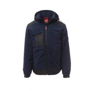 Softshell da lavoro imbottito con cappuccio Payper Performer Pad certificato EN 14058 Blu Navy/Nero