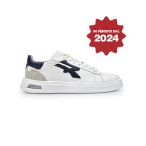 Scarpe basse invernali in pelle bianca e blu navy con inserto scamosciato U-Power BLAIR OB SR UB20079, EN 20347, classe OB SR suola certificata antiscivolo