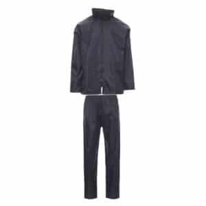 Completo impermeabile antipioggia da lavoro in PVC Payper Set-Nylon blu navy. Cod 000357009308007. Giacca e pantalone impermeabili in poliestere spalmato.