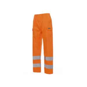 Pantaloni impermeabili antipioggia leggeri alta visibilità Payper Hurricane-Pants con bande 3M arancione Fluo certificati EN 343 - EN 13688 - EN 20471