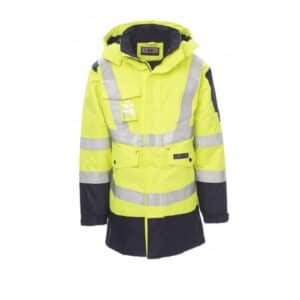 Parka multiprotezione multinorma alta visibilità Payper Shield Giallo/Blu - Dpi Categoria III, EN 1149-5, EN ISO 11611, EN ISO 11612, EN 13034 TYPE 6, IEC/EN 61482-2;2018